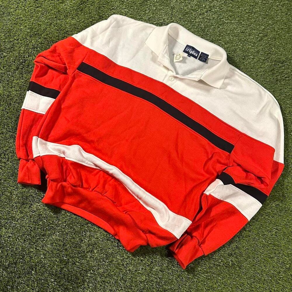 Vintage Striped Longsleeve Polo Sweater
